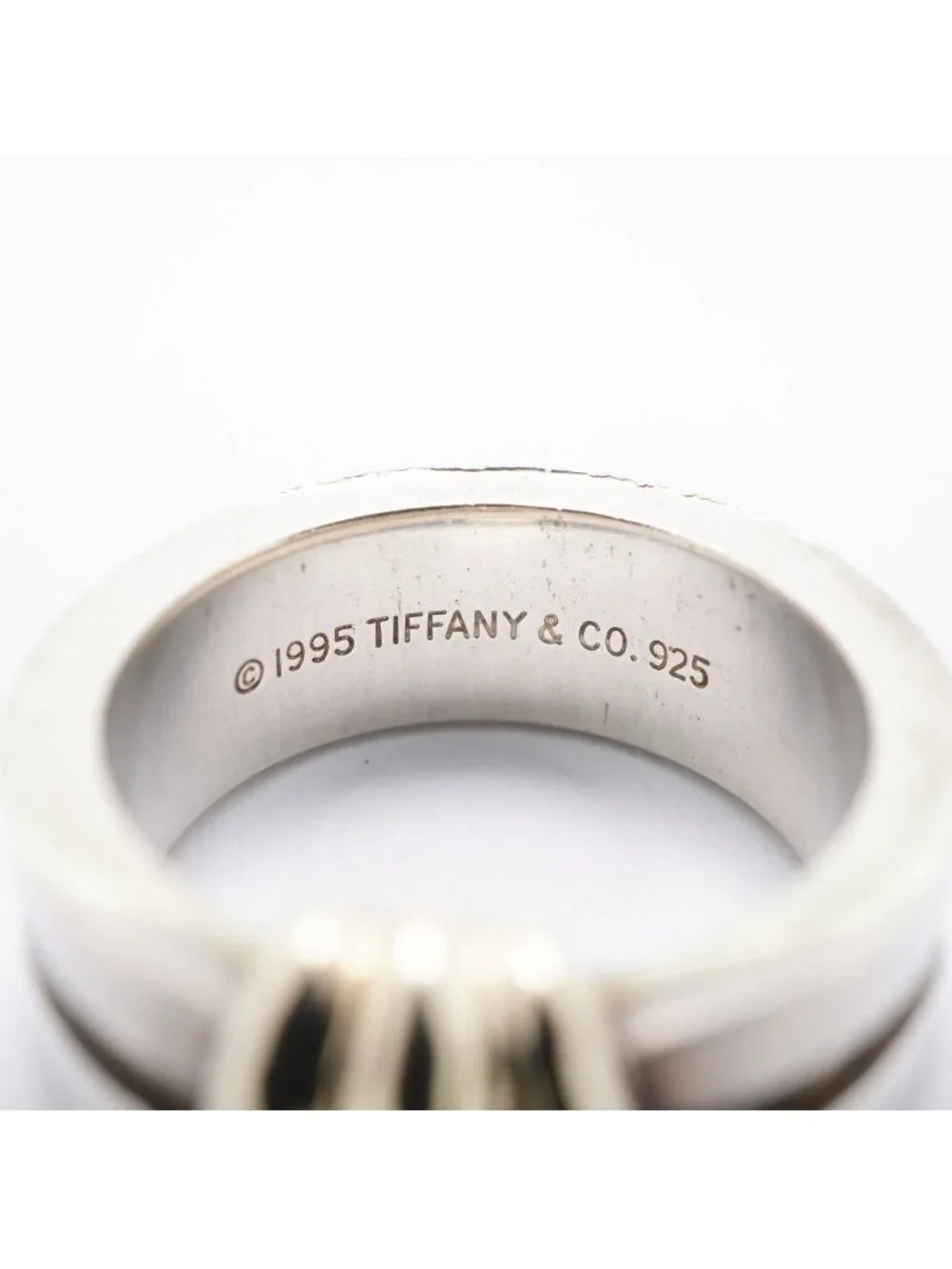 Tiffany & Co Ring Groove with 18K Yellow Gold 925 Sterling Silver